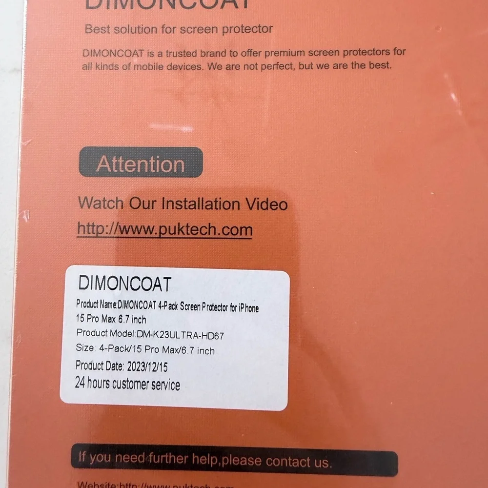DIMONCOAT 4 pack Screen Protector for iPhone 15 Pro Max
